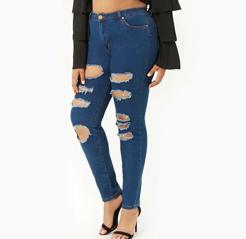 Plus Size Distressed Skinny Jeans